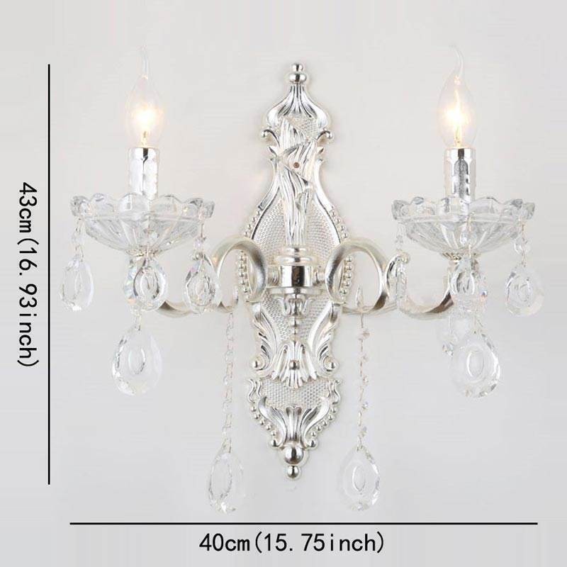 Applique da parete in cristallo stile vintage europeo 2 luci E12/E14 40 W