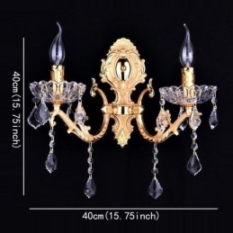 Applique da parete in cristallo stile vintage europeo 2 luci E12/E14 40 W