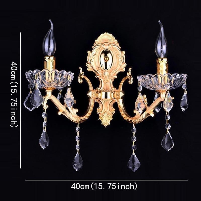 Applique da parete in cristallo stile vintage europeo 2 luci E12/E14 40 W