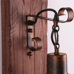 Applique da parete vintage in legno massello e vetro stile industriale LOFT