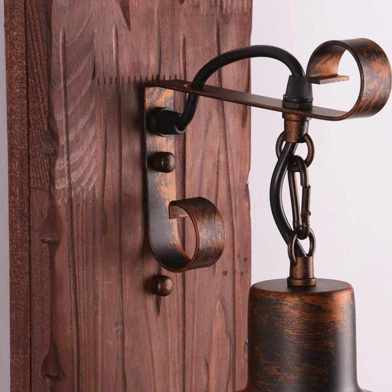 Applique da parete vintage in legno massello e vetro stile industriale LOFT