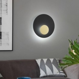 Applique da parete rotonda nordica nero oro in rame pieno