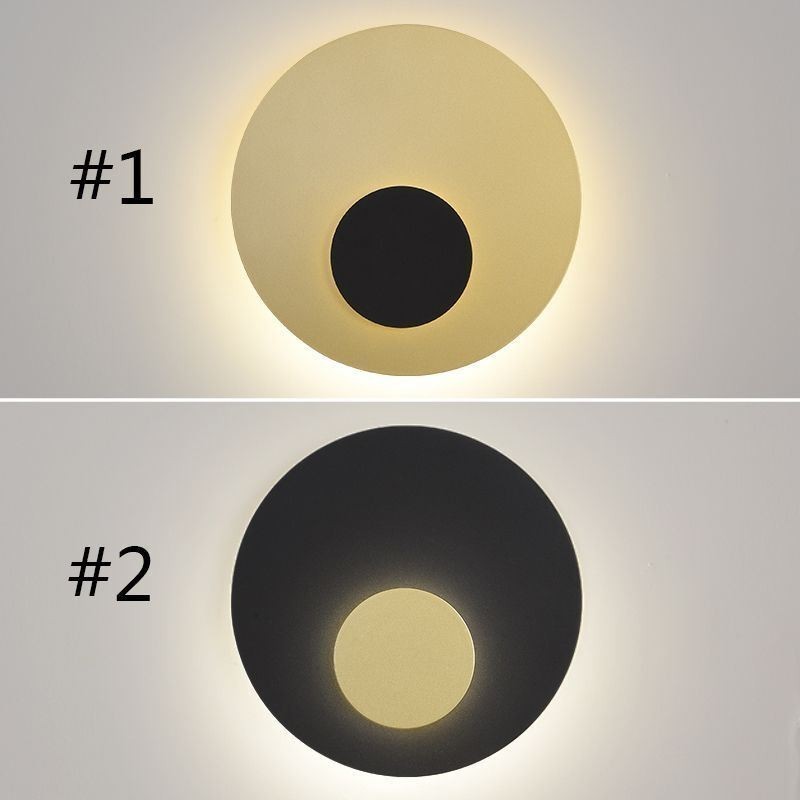 Applique da parete rotonda nordica nero oro in rame pieno