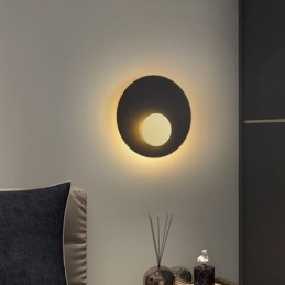 Applique da parete rotonda nordica nero oro in rame pieno