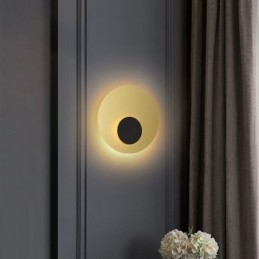 Applique da parete rotonda nordica nero oro in rame pieno