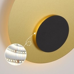 Applique da parete rotonda nordica nero oro in rame pieno