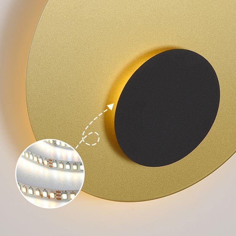 Applique da parete rotonda nordica nero oro in rame pieno