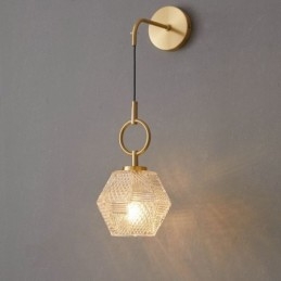 Applique moderna in vetro con fissaggio in ottone