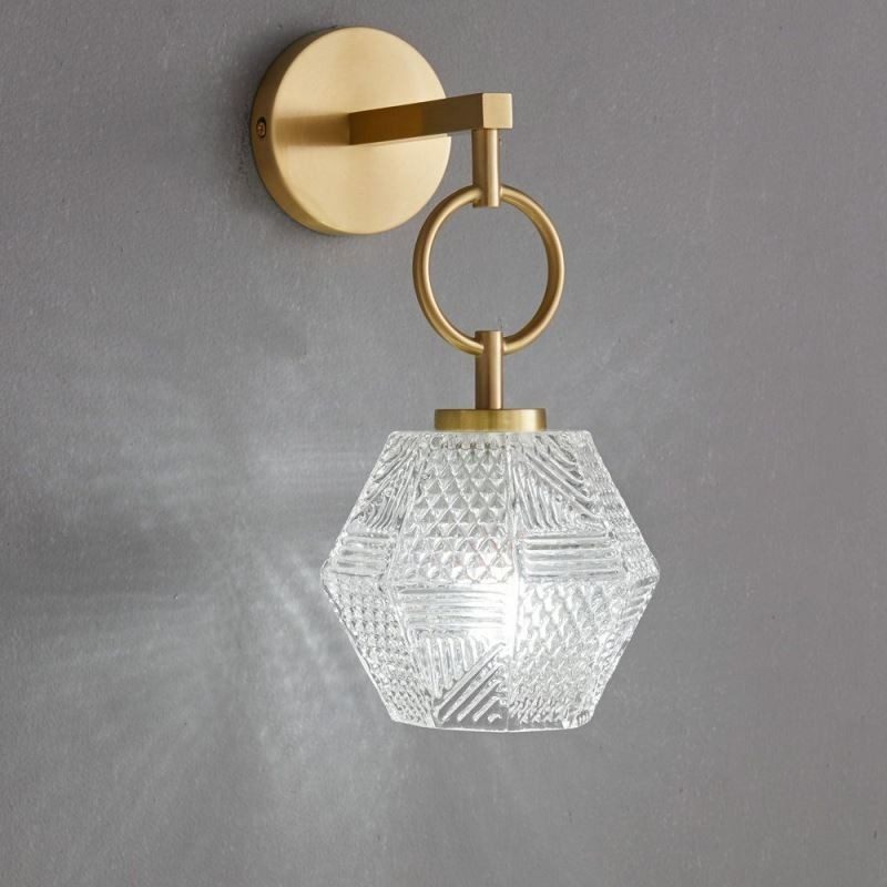 Applique moderna in vetro con fissaggio in ottone