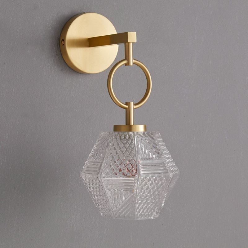 Applique moderna in vetro con fissaggio in ottone