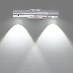 Applique da parete orientabile LED bagno 2 luci 6 W alluminio bianco freddo L19 cm