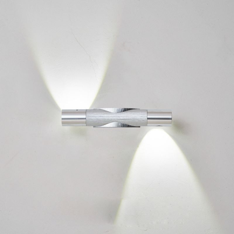 Applique da parete orientabile LED bagno 2 luci 6 W alluminio bianco freddo L19 cm