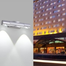 Applique da parete orientabile LED bagno 2 luci 6 W alluminio bianco freddo L19 cm