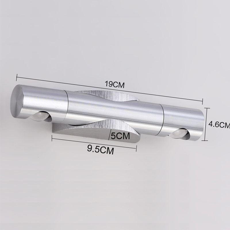 Applique da parete orientabile LED bagno 2 luci 6 W alluminio bianco freddo L19 cm