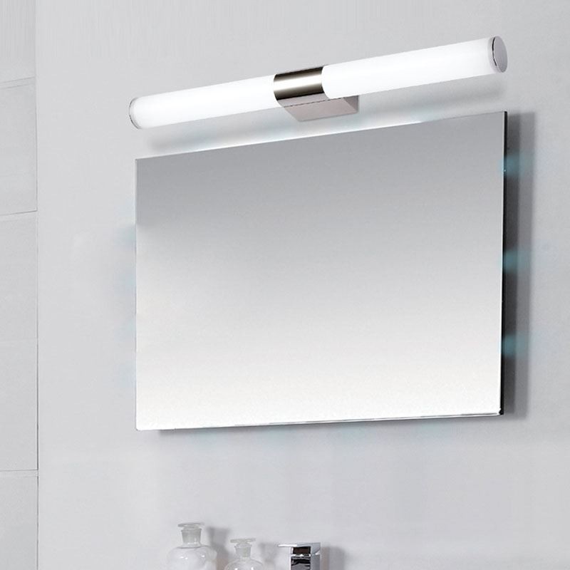 Applique da parete moderna in acciaio inox con specchio, luce bagno LED