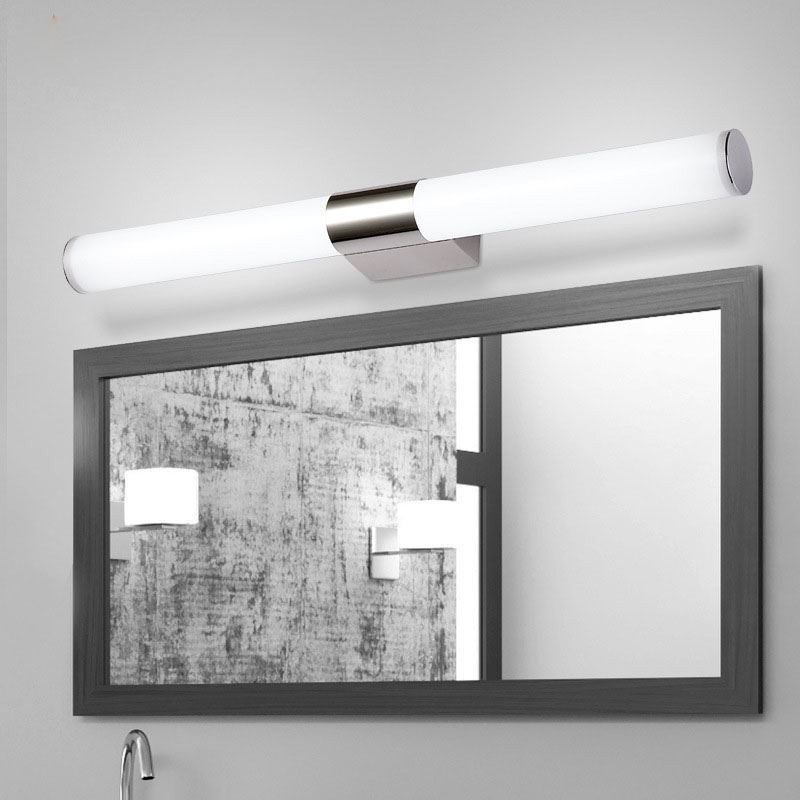 Applique da parete moderna in acciaio inox con specchio, luce bagno LED