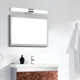 Applique da parete moderna in acciaio inox con specchio, luce bagno LED