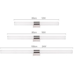 Applique da parete moderna in acciaio inox con specchio, luce bagno LED