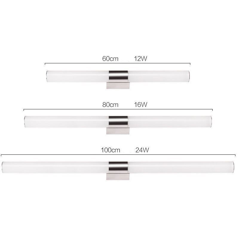 Applique da parete moderna in acciaio inox con specchio, luce bagno LED