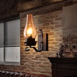 Applique da parete vintage in ferro battuto, 1 luce, attacco E26/E27