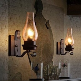 Applique da parete vintage in ferro battuto, 1 luce, attacco E26/E27