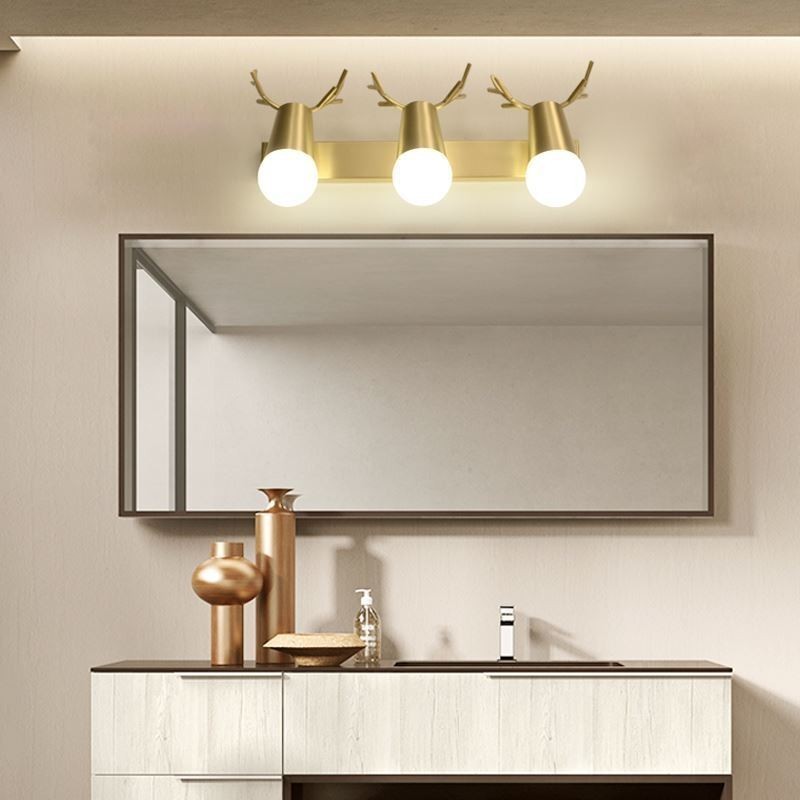 Applique da parete in ottone stile nordico con luce frontale a specchio