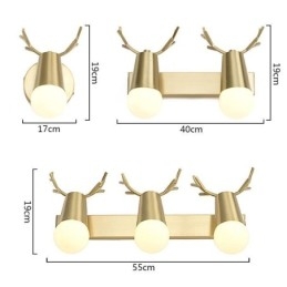 Applique da parete in ottone stile nordico con luce frontale a specchio