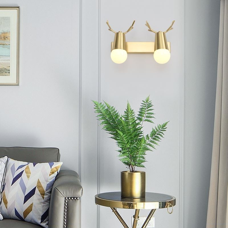 Applique da parete in ottone stile nordico con luce frontale a specchio