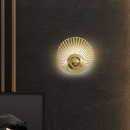 Applique da parete nordica in ottone, forma rotonda cava, LED 16W