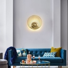 Applique da parete nordica in ottone, forma rotonda cava, LED 16W