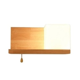 Applique da parete in legno nordico con paralume in vetro