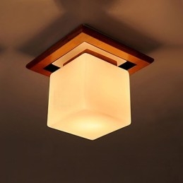Plafoniera a filo moderna in legno/bambù e acrilico, 2 luci E26/E27
