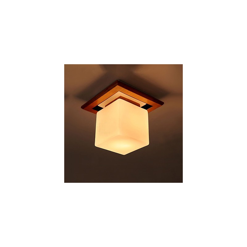 Plafoniera a filo moderna in legno/bambù e acrilico, 2 luci E26/E27