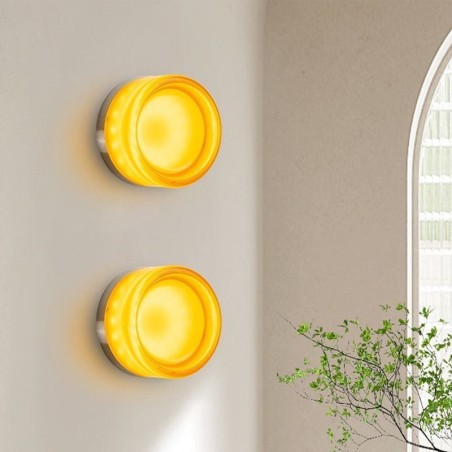 Applique da parete moderna minimalista in ferro battuto e acrilico, testa singola rotonda