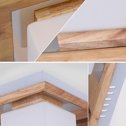Plafoniera a filo moderna in legno/bambù e acrilico, 2 luci E26/E27