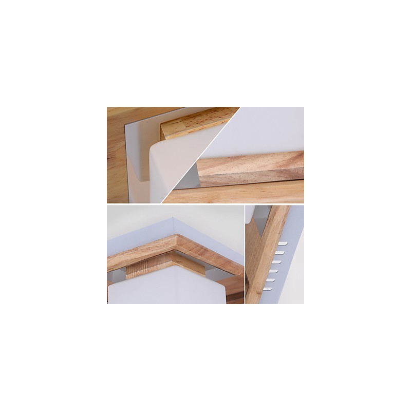 Plafoniera a filo moderna in legno/bambù e acrilico, 2 luci E26/E27