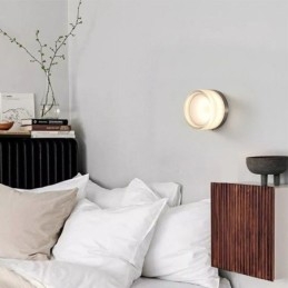 Applique da parete moderna minimalista in ferro battuto e acrilico, testa singola rotonda