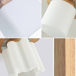 Plafoniera a filo moderna in legno/bambù e acrilico, 2 luci E26/E27