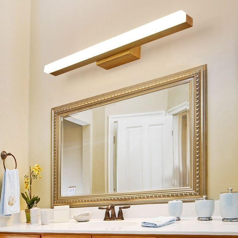 Applique da parete LED moderna in legno massello con specchio