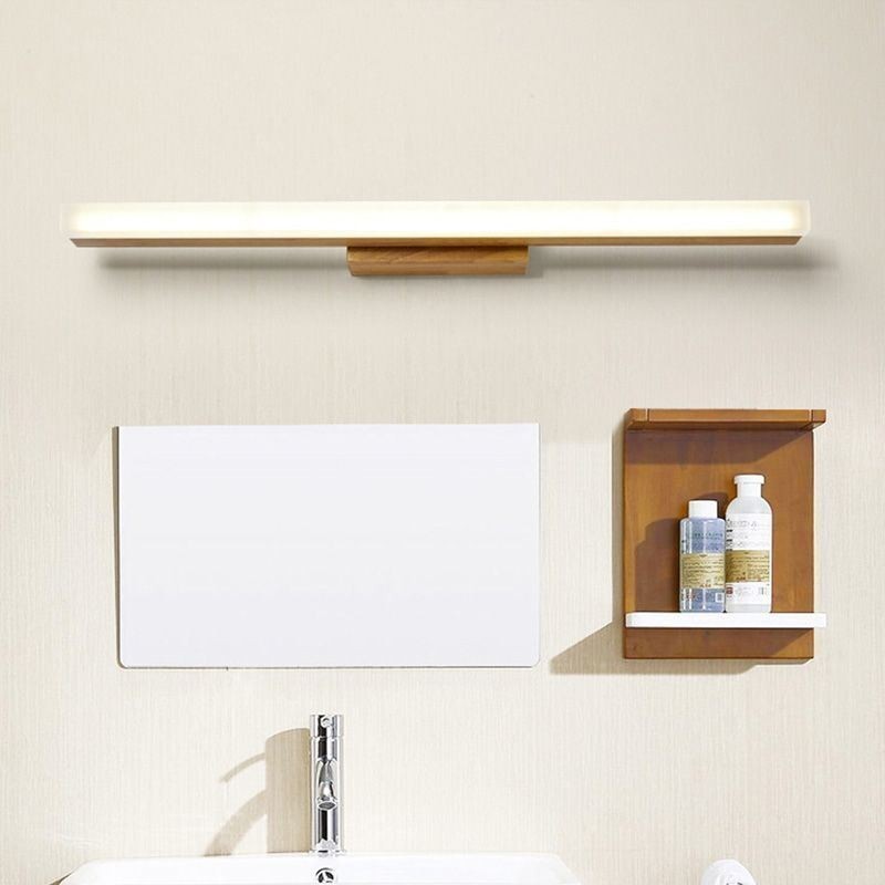 Applique da parete LED moderna in legno massello con specchio
