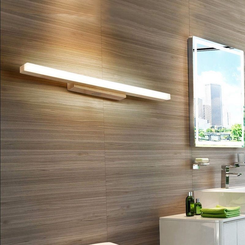 Applique da parete LED moderna in legno massello con specchio