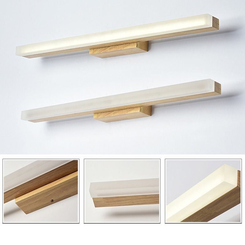 Applique da parete LED moderna in legno massello con specchio