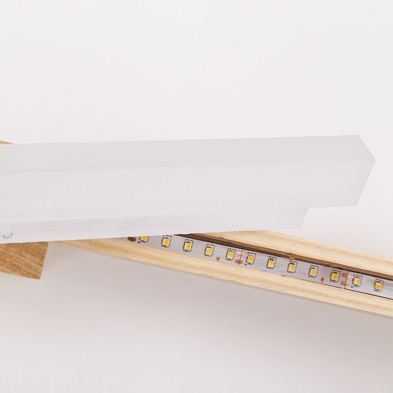 Applique da parete LED moderna in legno massello con specchio