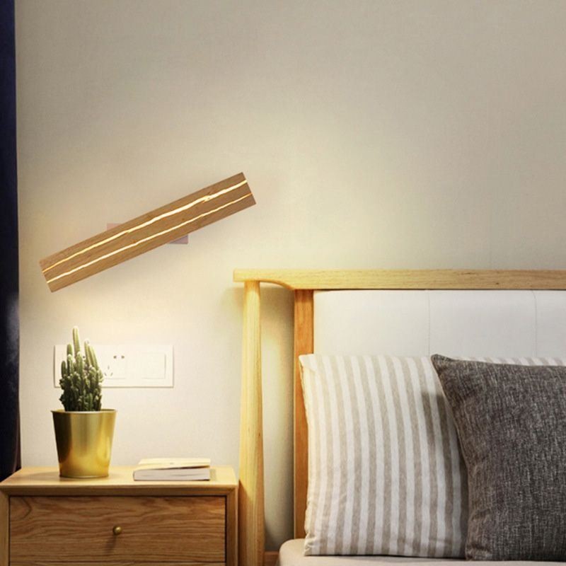 Applique da parete moderna in legno con 2 luci, per corridoio e camera da letto
