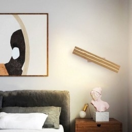 Applique da parete moderna in legno con 2 luci, per corridoio e camera da letto