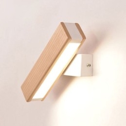 Applique da parete in legno massello Europa, LED, moderna, per comodino, 21 x 4,5 x 9 cm