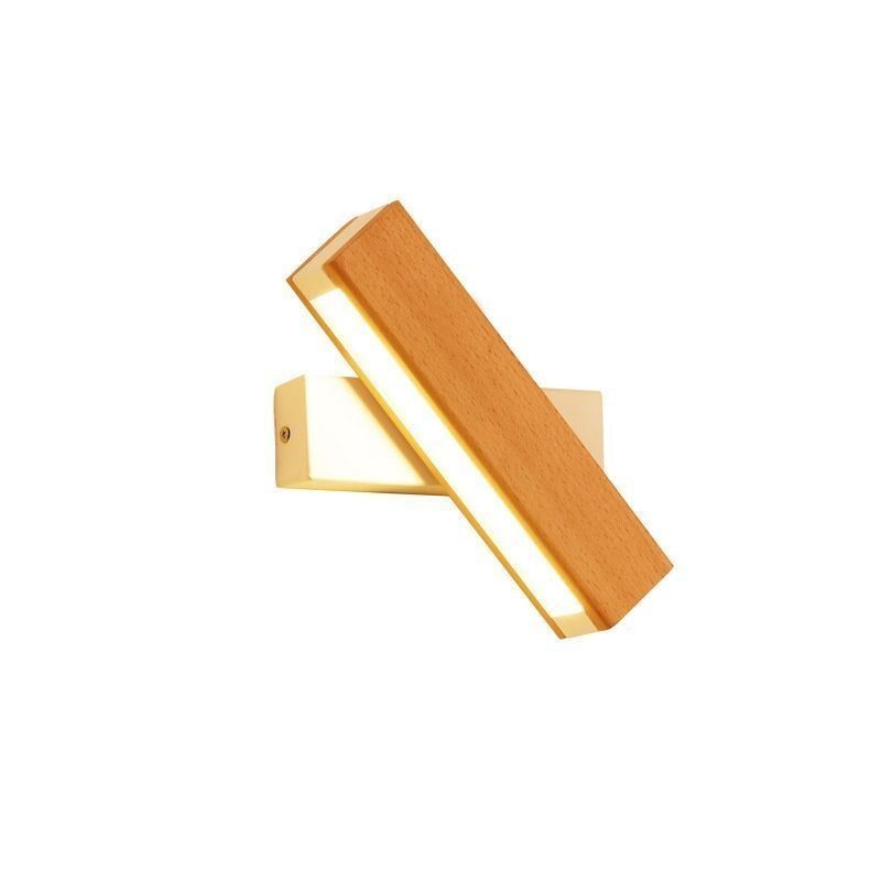 Applique da parete in legno massello Europa, LED, moderna, per comodino, 21 x 4,5 x 9 cm