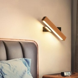 Applique da parete in legno massello Europa, LED, moderna, per comodino, 21 x 4,5 x 9 cm