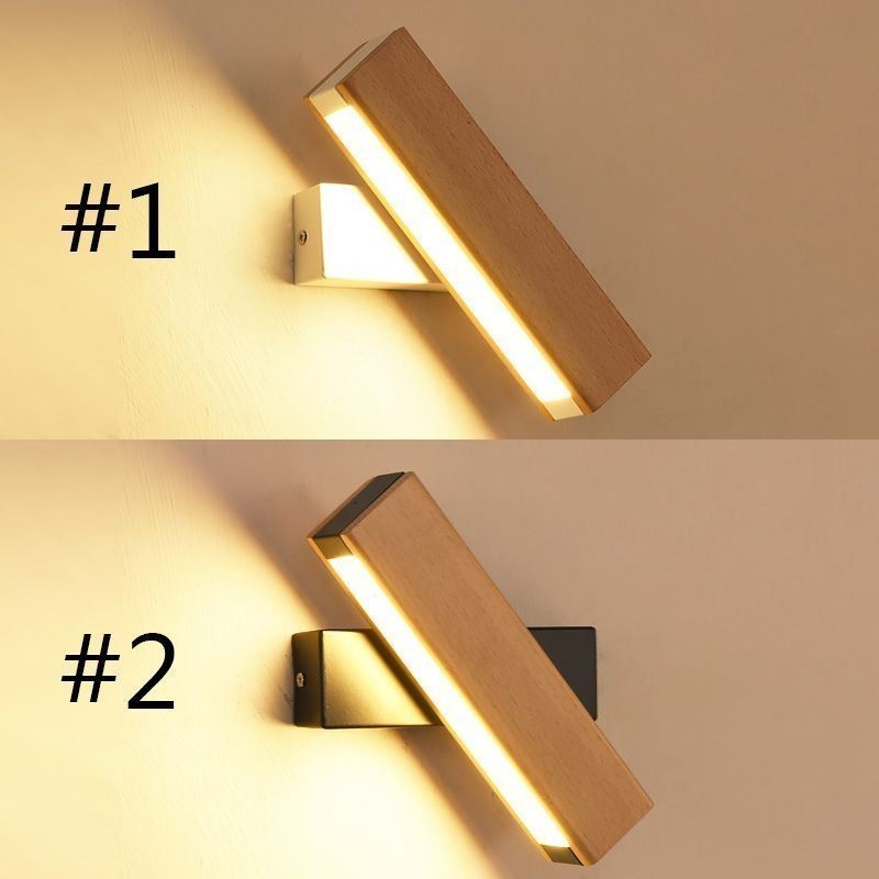 Applique da parete in legno massello Europa, LED, moderna, per comodino, 21 x 4,5 x 9 cm