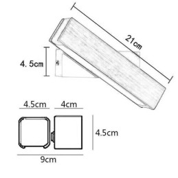 Applique da parete in legno massello Europa, LED, moderna, per comodino, 21 x 4,5 x 9 cm